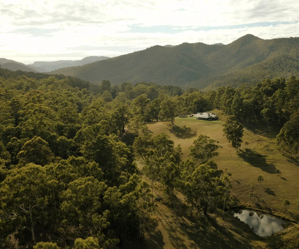 Valley in the Victorian Alps with a house on hill
