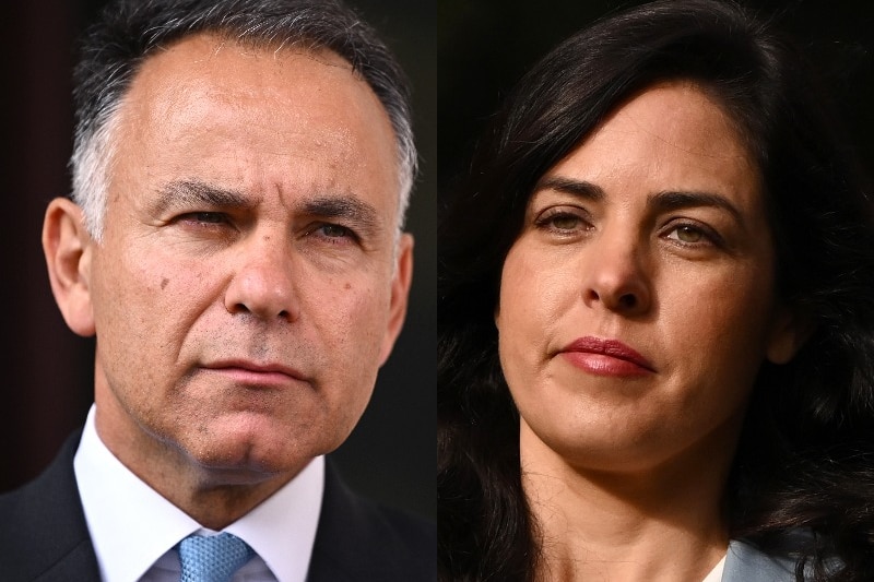 A composite photo of Victorian opposition leader John Pesutto and former Liberal MP Moira Deeming.
