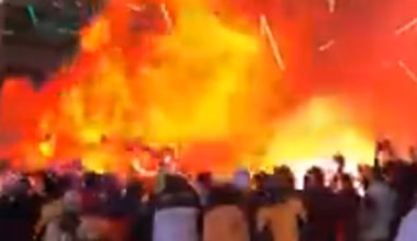 Wild scenes as flares launched in thousands-strong Socceroos crowd at Federation Square