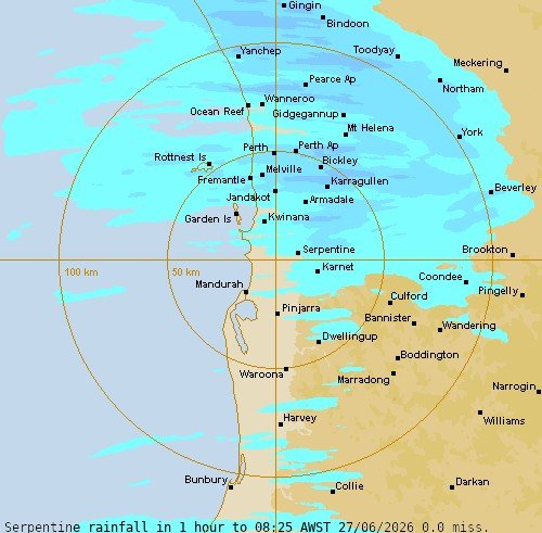 A photo of Perth’s rain radar on Saturday morning. 
