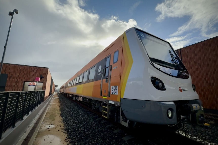 Exterior of the new Australind train running between Perth and Bunbury.