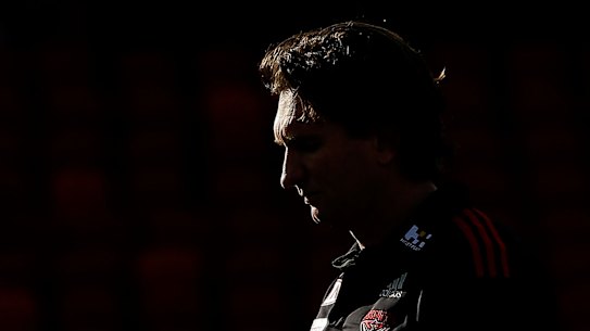 James Hird near the end of his time as Essendon coach in 2015.