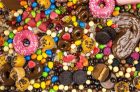 Still life of sweets and goodies with copy space