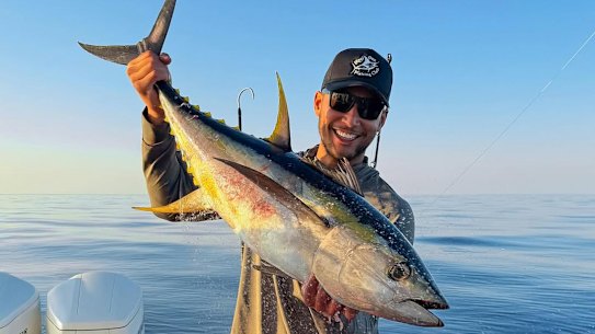 Ben Simmons shows off a catch earlier this year after turning his attention from basketball to competitive fishing.