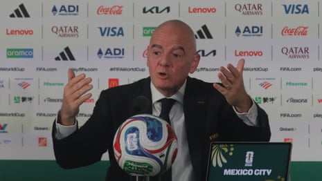 Fifa president Infantino tells fans to 'chill' after Somali referee denied US entry – video