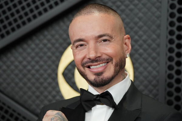 J Balvin arrives at the 68th annual Grammy Awards on Sunday, Feb. 1, 2026, in Los Angeles. (Photo by Jordan Strauss/Invision/AP, File)