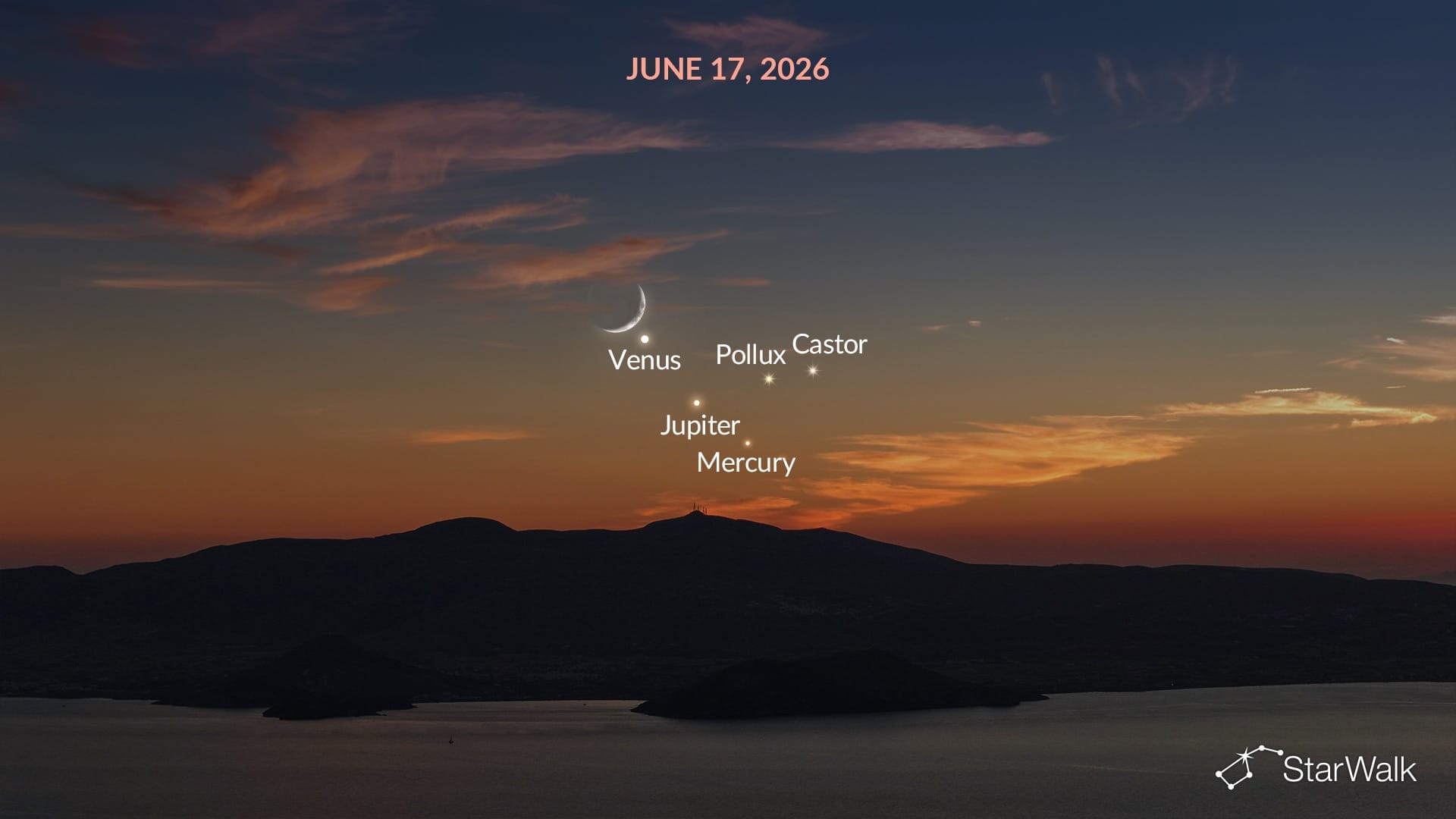 Crescent Moon Near the June 2026 Planetary Alignment