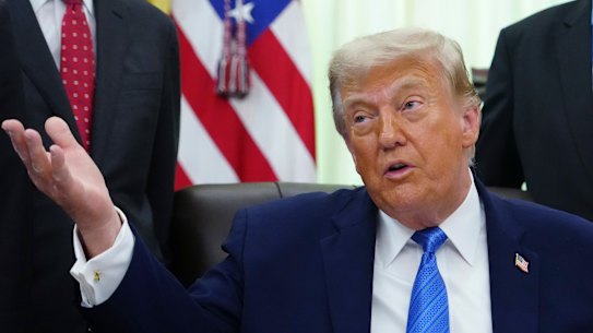 President Donald Trump speaks in the Oval Office of the White House