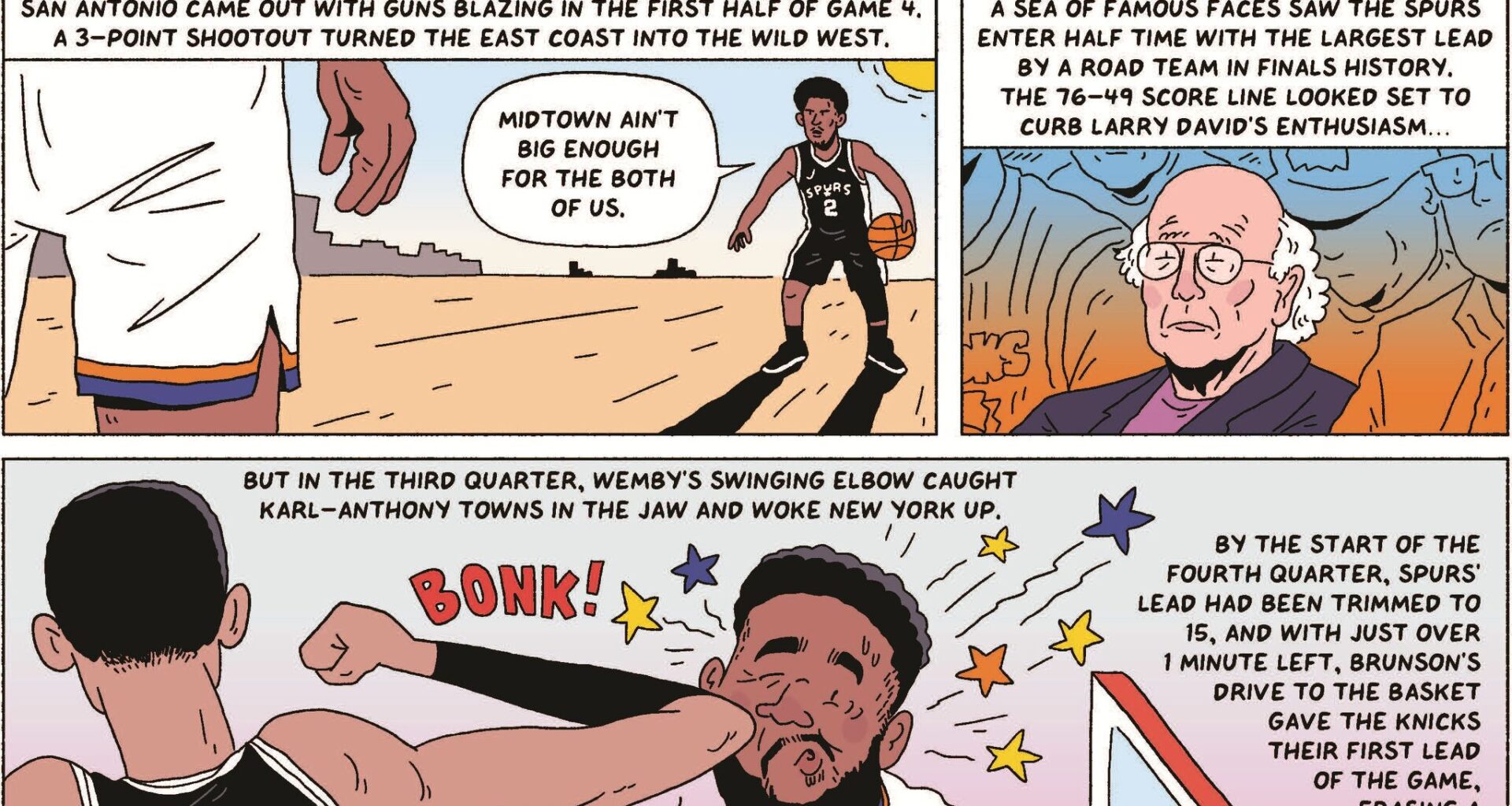 Illustration shows Spurs' Game 4 nightmare in comic-book color