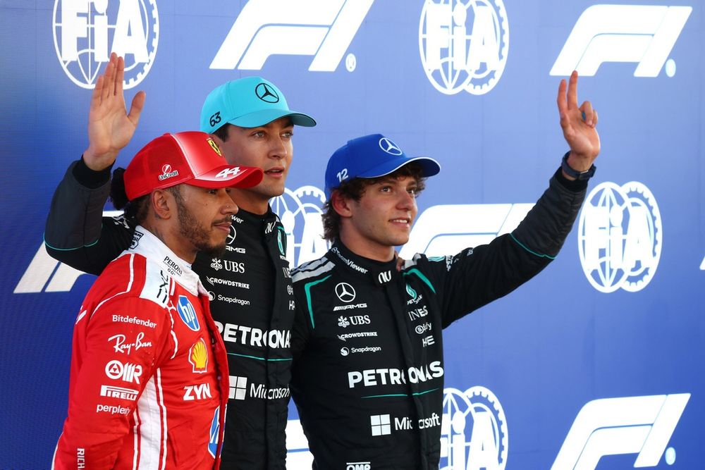 George Russell, Lewis Hamilton and then Kimi Antonelli start at the sharp end tomorrow 
