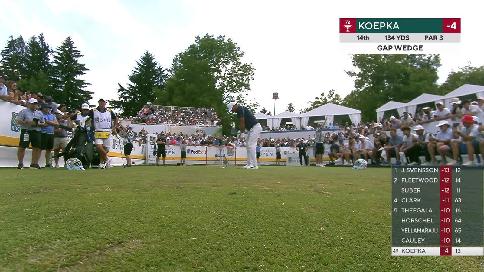 Brooks Koepka sinks 18-foot putt for birdie on No. 14 at RBC Canadian