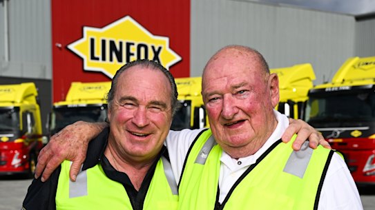 Linfox’s Peter Fox with father Lindsay in Brisbane in May, 2025.
