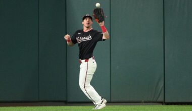 Nationals' Jacob Young leaves game after crashing into outfield wall