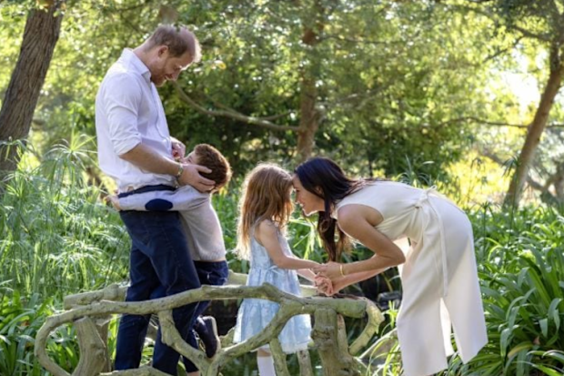 Prince Harry and Meghan, the Duke and Duchess of Sussex, with their children Prince Archie and Princess Lilibet, pictured for their 2025 Christmas card.