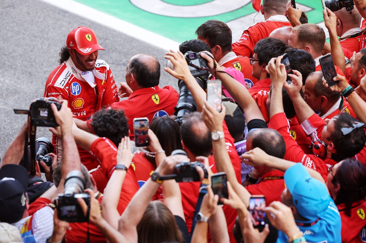 Lewis Hamilton's emotional Ferrari win captured in behind-the-scenes video