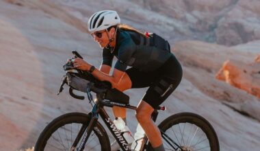 Lael Wilcox riding a bike for her around the world record attempt