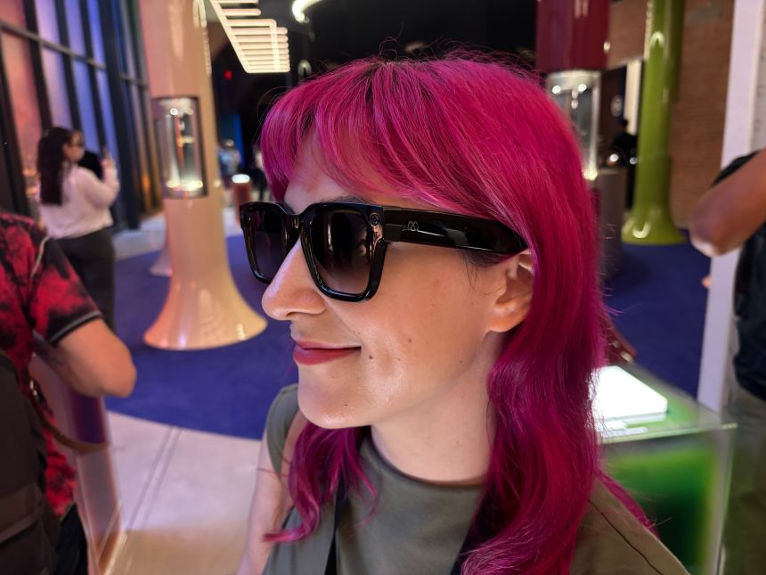 Meta AI glasses being worn at a press event on June 22, 2026.