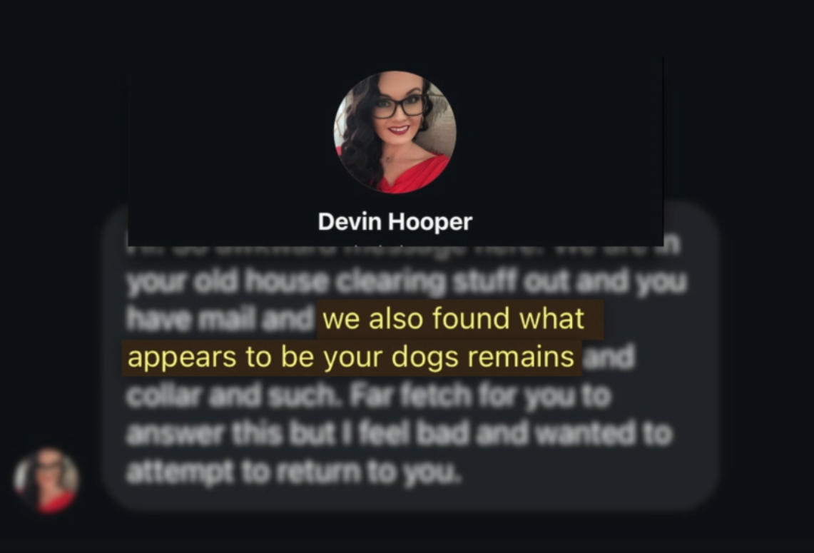 Facebook message sent to DeShawn Williams by Devin Hooper