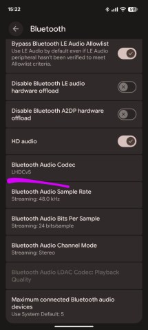 Checking and enabling LHDC v5 on a Pixel phone with Android 17