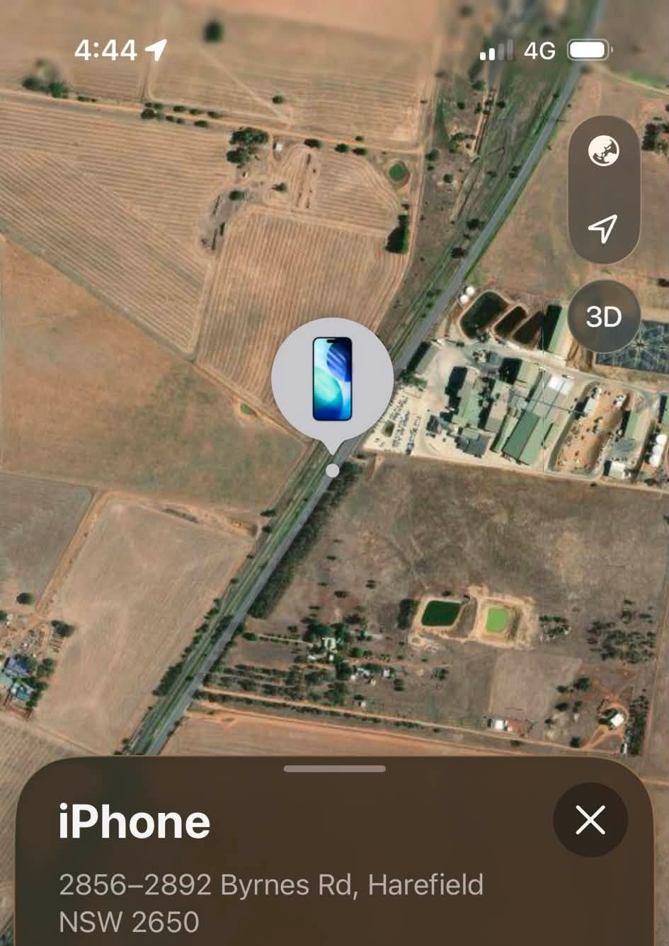 a screenshot of a map with an iphone pinned