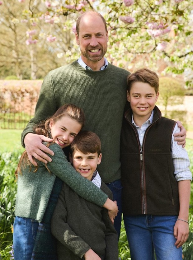 Prince William has an extremely close relationship with his three children, who were pictured in this photo released by the royal couple to celebrate Father's Day in June 2025.