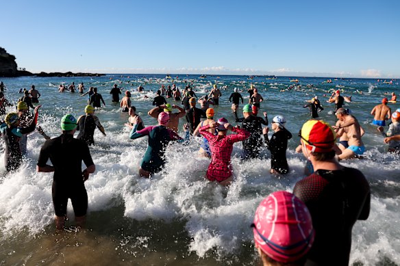 Swimmers return to the water on Sunday.