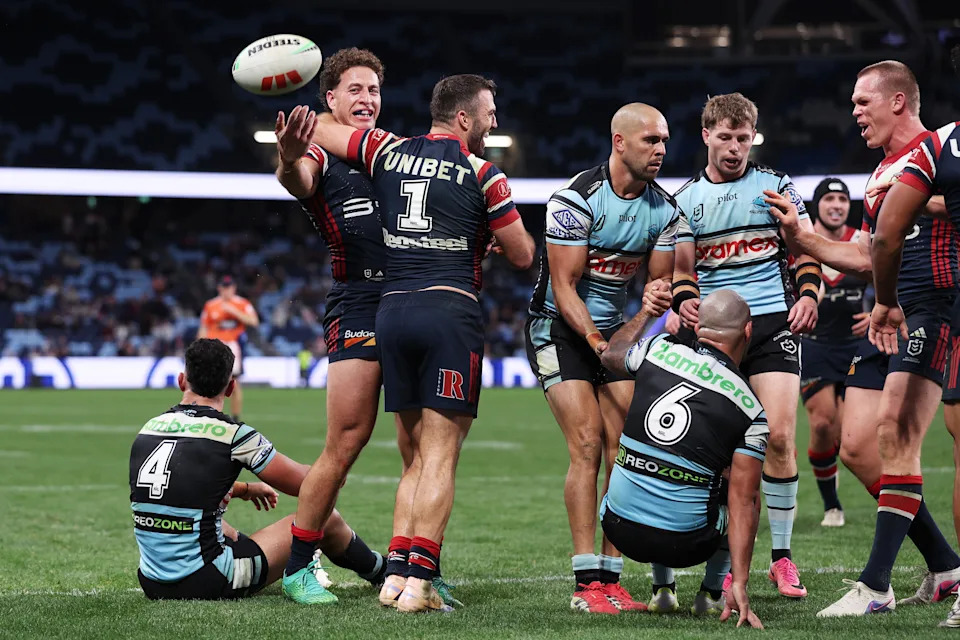Mark Nawaqanitawase scores a try.