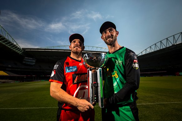 Aaron Finch and Glenn Maxwell in 2019 when they led the Melbourne Renegades and Stars, respectively.