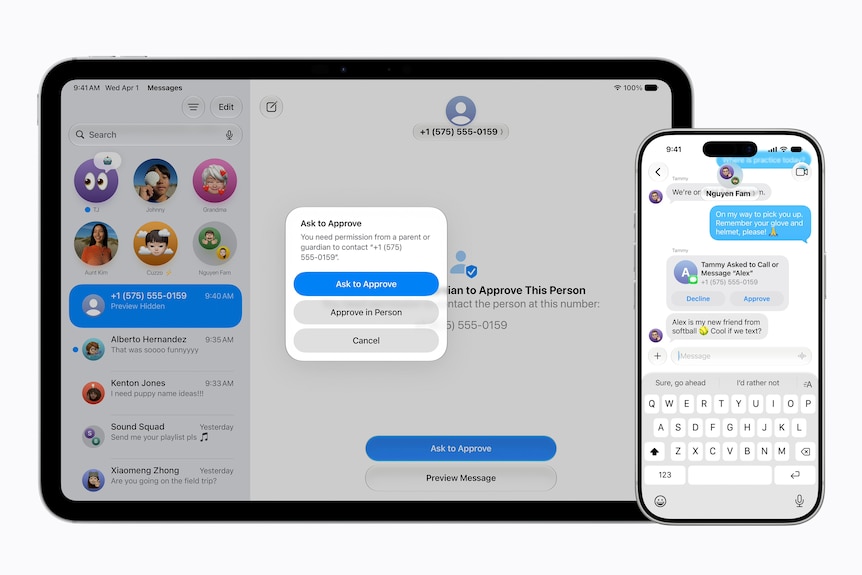 a screenshot of new child safety features on apple products imessage