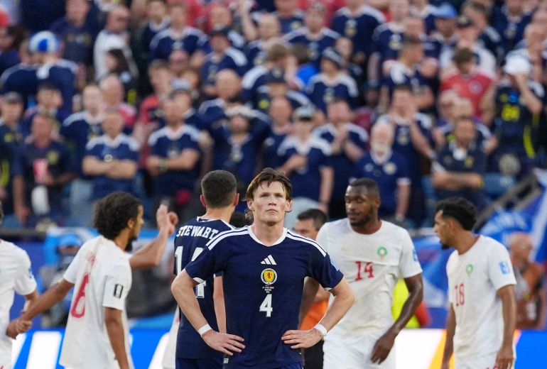 Soccer Football - FIFA World Cup 2026 - Group C - Scotland v Morocco - Boston Stadium, Foxborough, Massachusetts, U.S. - June 19, 2026 Scotland's Scott McTominay looks dejected after the match IMAGN IMAGES via Reuters/David Butler Ii