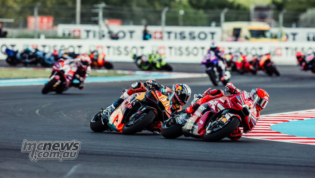 Marc Marquez leads Pedro Acosta and Francesco Bagnaia during the Hungarian MotoGP race.