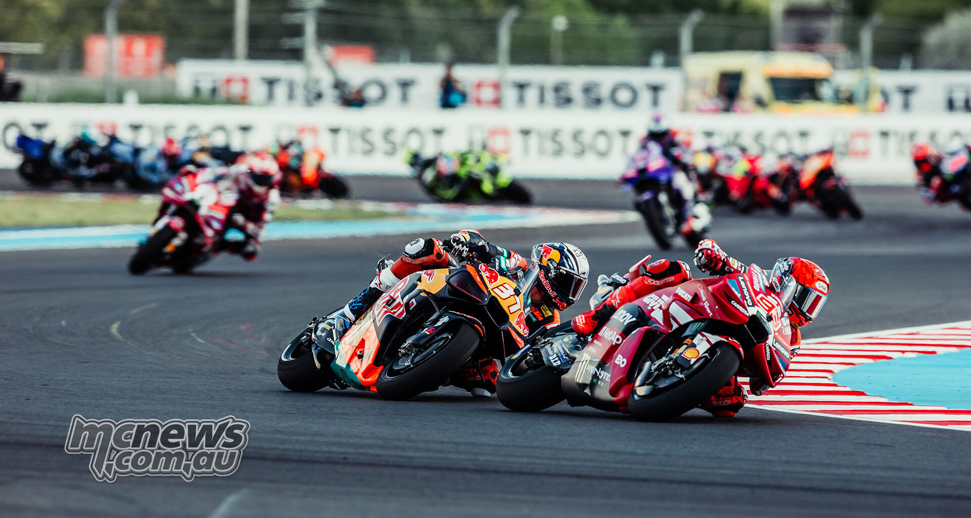 Marc Marquez leads Pedro Acosta and Francesco Bagnaia during the Hungarian MotoGP race.