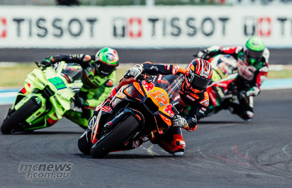 Maverick Viñales leads Franco Morbidelli during the Hungarian MotoGP race.