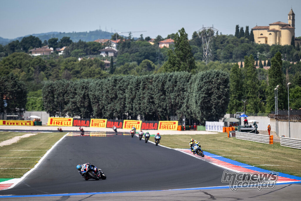 Miguel Oliveira riding the ROKiT BMW M 1000 RR during the Misano WorldSBK round.