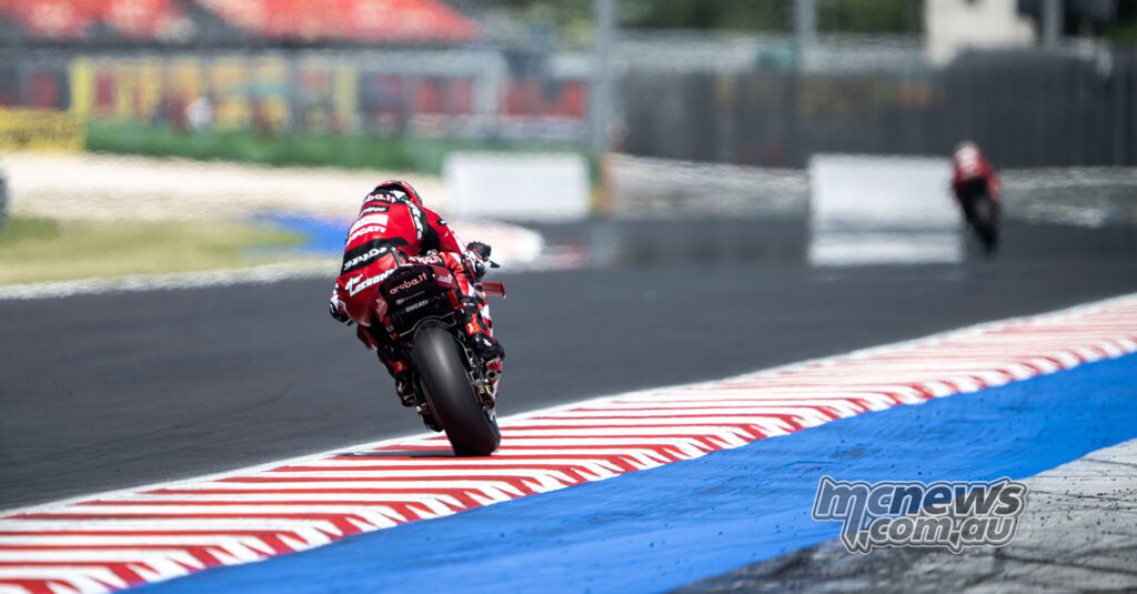 Nicolò Bulega leading Iker Lecuona during WorldSBK Race 2 at Misano.