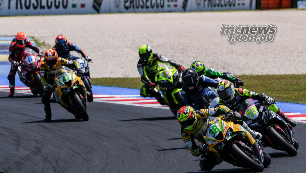 David Salvador and Fenton Seabright leading a WorldSPB group during Race 2 at Misano.