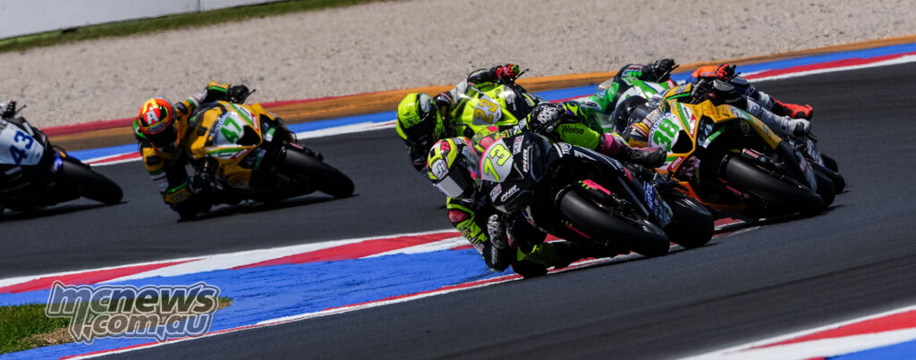 Fenton Seabright leading David Salvador and the WorldSPB front group at Misano.