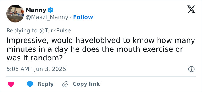 Comment asking about duration of daily jaw exercises in transformation Comment asking about duration of daily jaw exercises in transformation
