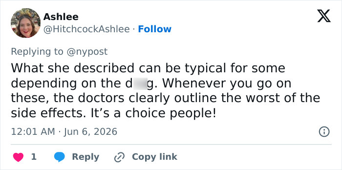 Tweet stating typical side effects vary and doctors warn patients about weight loss d***s Tweet stating typical side effects vary and doctors warn patients about weight loss d***s
