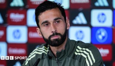 Alvaro Arbeloa at a press conference with Real Madrid