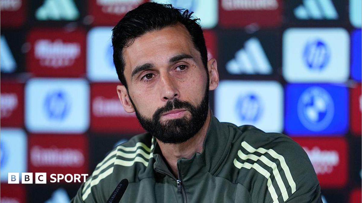 Alvaro Arbeloa at a press conference with Real Madrid