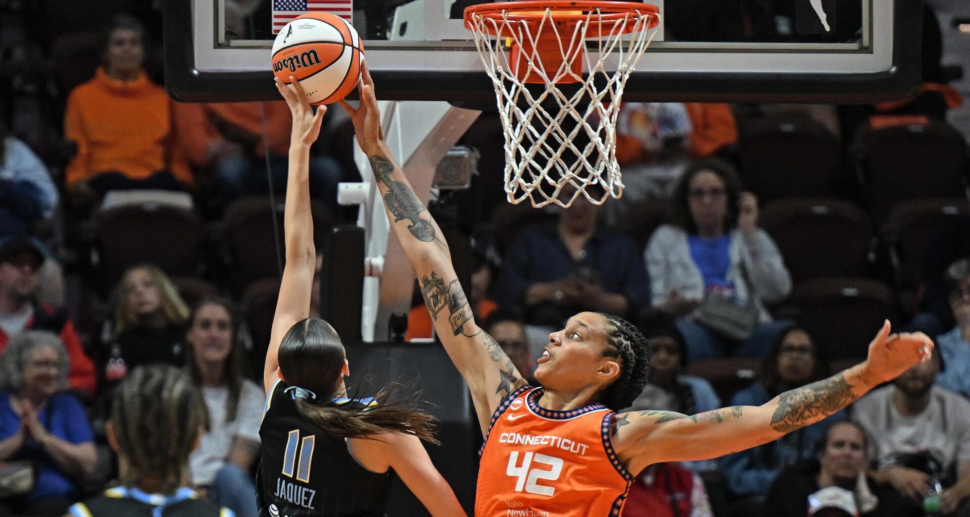 Brittney Griner Makes WNBA History, Becomes All-Time Blocks Leader in Sun's Win vs. Sky