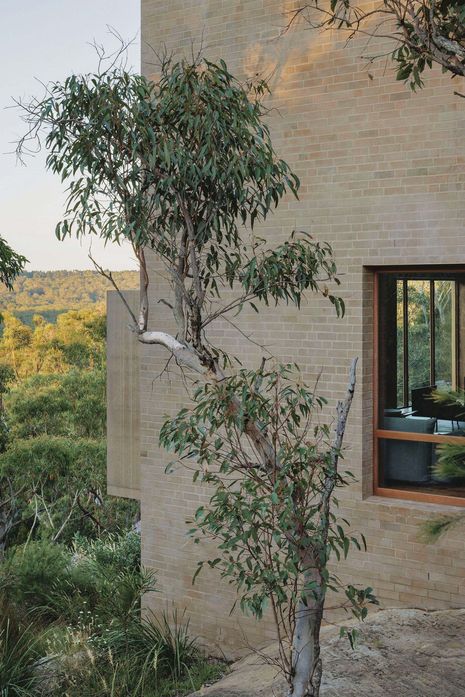 The bricks’ creamy tones pick up the colours of the rock escarpment.