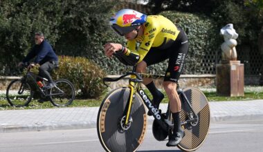 2026 Tirreno-Adriatico stage 1: Wout van Aert on his time trial bike earlier this season