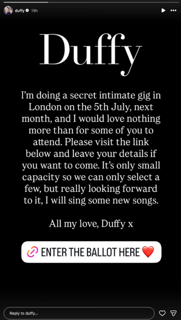 Duffy shares comeback information on Instagram