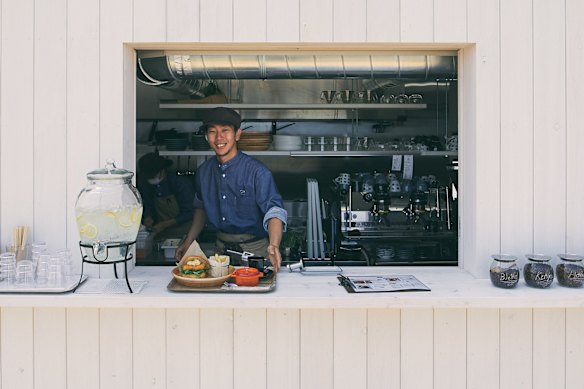 At the restaurant at the WAKKA cycling hotel, guests are treated to the full bounty of the Seto Inland Sea.