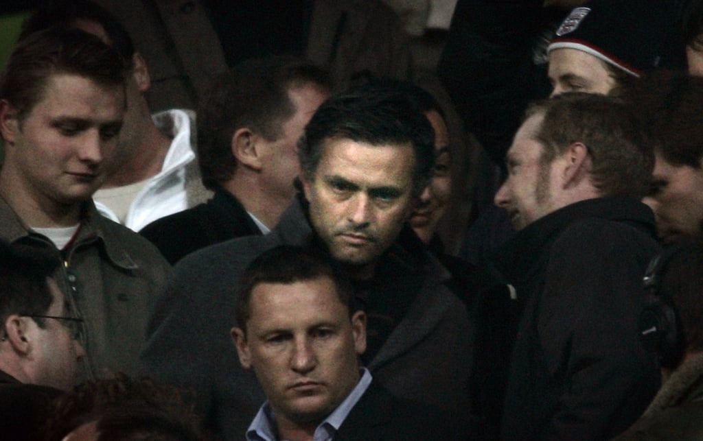 Chelsea coach Jose Mourinho, who was banned from his team’s bench, in the stands before their Champions League match against Bayern Munich in 2005. Photo: Reuters