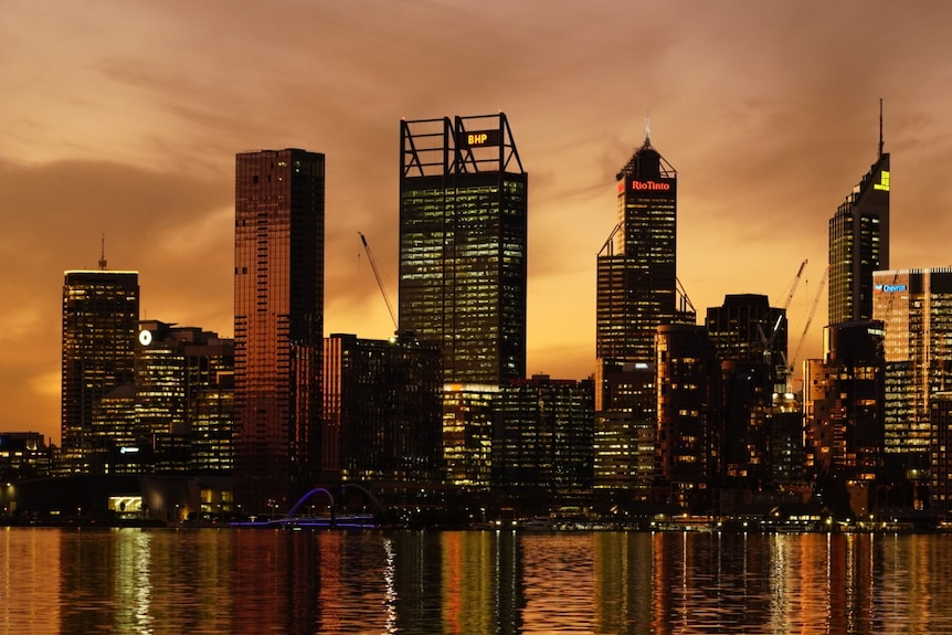 South perth skyline during sunset