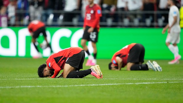 Egypt players after their crucial draw with Iran on Saturday.