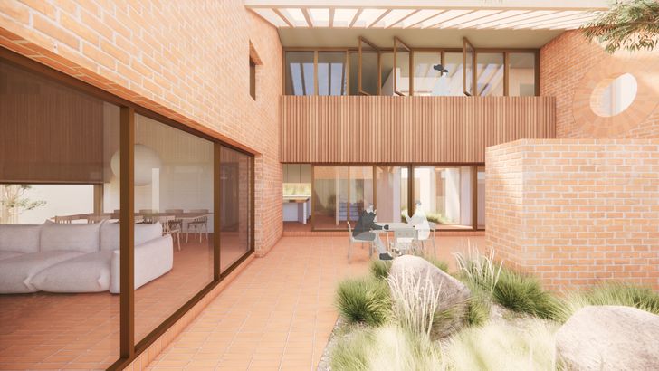 This courtyard design features Nubrik Collection's Australis bricks in the colour Murray Sunset.